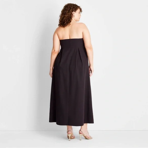 Strapless Column Ankle Length Dress - Dark Brown Sz 22 - Picture 2 of 4